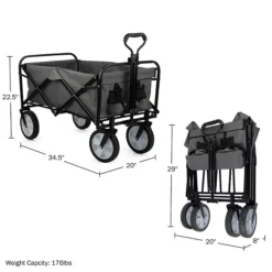 Pure Garden Gray Collapsible Wagon Folding Cart -Home Decor Shop 7538883 ALT15