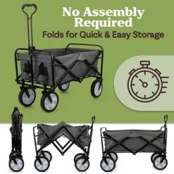 Pure Garden Gray Collapsible Wagon Folding Cart -Home Decor Shop 7538883 ALT4