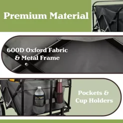 Pure Garden Gray Collapsible Wagon Folding Cart -Home Decor Shop 7538883 ALT7