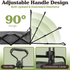 Pure Garden Gray Collapsible Wagon Folding Cart -Home Decor Shop 7538883 ALT8