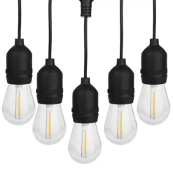 Pure Garden 50-ft. Outdoor String Light – Black Wire, Clear Bulbs -Home Decor Shop 7538900 ALT10