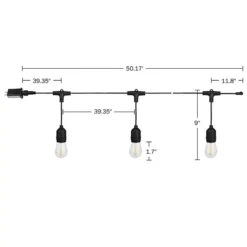 Pure Garden 50-ft. Outdoor String Light – Black Wire, Clear Bulbs -Home Decor Shop 7538900 ALT16