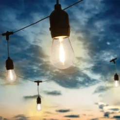 Pure Garden 50-ft. Outdoor String Light – Black Wire, Clear Bulbs -Home Decor Shop 7538900 ALT2