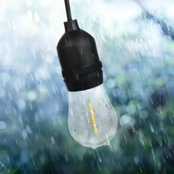 Pure Garden 50-ft. Outdoor String Light – Black Wire, Clear Bulbs -Home Decor Shop 7538900 ALT3