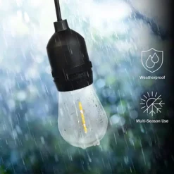 Pure Garden 50-ft. Outdoor String Light – Black Wire, Clear Bulbs -Home Decor Shop 7538900 ALT7