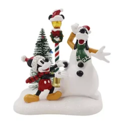 Disney's Mickey Mouse & Goofy LED Snowman Village Accessory Table Decor By St. Nicholas Square®