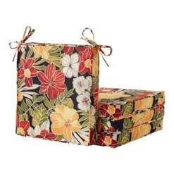 Greendale Home Fashions 4-Piece Outdoor Square Chair Pad Set -Home Decor Shop 7599698 Aloha Black