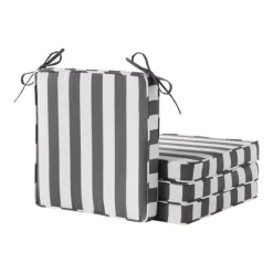 Greendale Home Fashions 4-Piece Outdoor Square Chair Pad Set -Home Decor Shop 7599698 Canopy Stripe Gray