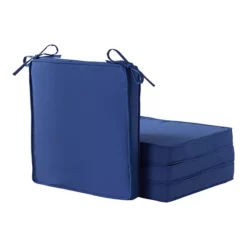 Greendale Home Fashions 4-Piece Outdoor Square Chair Pad Set -Home Decor Shop 7599698 Marine Blue 1