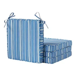 Greendale Home Fashions 4-Piece Outdoor Square Chair Pad Set -Home Decor Shop 7599698 Sapphire Stripe