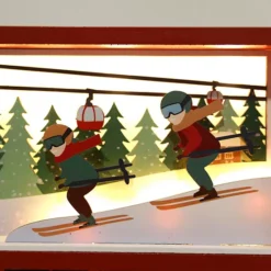 Polar Elegance Christmas Wooden Advent Calendar Book With LED Lighting Red Christmas Skiing Scenes -Home Decor Shop 7682846 ALT2