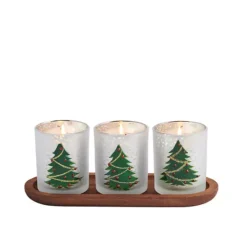 Studio 66 Glacier Forest 4-pc. Votive Candle And Tray Set