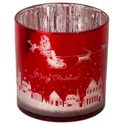 Santa Sleigh Decorative Glass Candleholder
