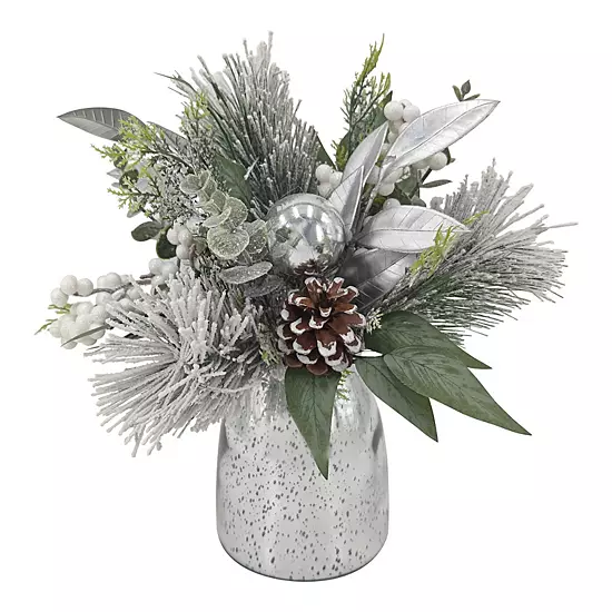 St. Nicholas Square® Botanical Mercury Glass Vessel & Arrangement Table Decor 1 St. Nicholas Square® Botanical Mercury Glass Vessel & Arrangement Table Decor