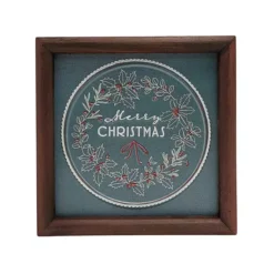 St. Nicholas Square® Merry Christmas Wreath Caption Box Wall Decor