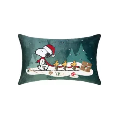 St. Nicholas Square® Peanuts Snoopy & Woodstock Forest Velvet Throw Pillow