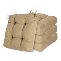 Aoodor 19x19x5 Inch Tufted Outdoor Chair Cushions With Waterproof And With Ties, Set Of 4