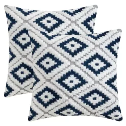 2Pcs Soft Short Plush Decorative Throw Pillow Covers Luxury Style Cushion Covers For Sofa Bedroom -Home Decor Shop 7807689 Navy Blue