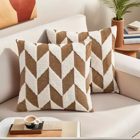 Throw Pillow Covers, 2 Pack Soft Snowflake Fleece Geometric Cushion Cases For Couch Sofa Living Room 3 Throw Pillow Covers, 2 Pack Soft Snowflake Fleece Geometric Cushion Cases For Couch Sofa Living Room - Image 3