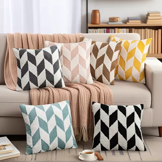 Throw Pillow Covers, 2 Pack Soft Snowflake Fleece Geometric Cushion Cases For Couch Sofa Living Room 4 Throw Pillow Covers, 2 Pack Soft Snowflake Fleece Geometric Cushion Cases For Couch Sofa Living Room - Image 4