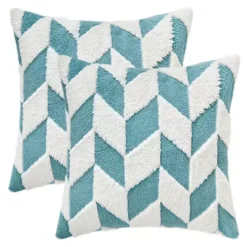 Throw Pillow Covers, 2 Pack Soft Snowflake Fleece Geometric Cushion Cases For Couch Sofa Living Room 12 Throw Pillow Covers, 2 Pack Soft Snowflake Fleece Geometric Cushion Cases For Couch Sofa Living Room -Home Decor Shop 7807716 Blue