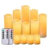 12Pcs Flameless Flickering Pillar Candles With Remote Timer For Christmas Wedding