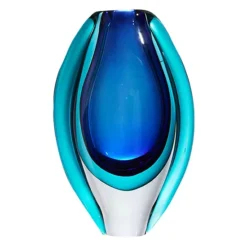 Luxury Lane Hand Blown Sommerso Oval Art Glass Vase
