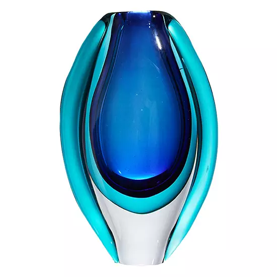 Luxury Lane Hand Blown Sommerso Oval Art Glass Vase 1 Luxury Lane Hand Blown Sommerso Oval Art Glass Vase