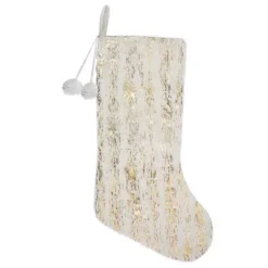 Northlight 20-Inch Wood Grain Pattern & Faux Fur Christmas Stocking