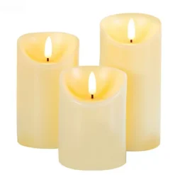 3 Pcs Rechargeable Pillar Candles Flickering Flameless Candles With Remote Timer