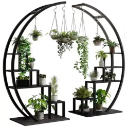 5-layer Plant Rack, Flower Pot Rack, Curved, With Suspension, Suitable For Home Terrace Gardens