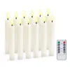12 Pcs Battery Operated Taper Candles With 10 Keys Remote And Timer