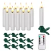 12 Pcs Flameless LED Taper Candles Light Set With Clip-on Christmas Tree Design
