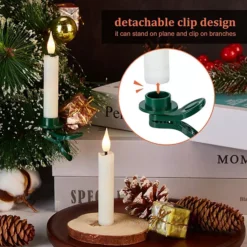 12 Pcs Flameless LED Taper Candles Light Set With Clip-on Christmas Tree Design -Home Decor Shop 7921898 ALT4