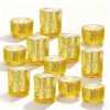 12Pcs Votive Gold Glass Tea Light Candle Holders Set For Weddings, Diwali, Home Decor