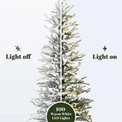 LuxenHome 4Ft Pre-Lit Snow-Flocked Artificial Christmas Tree With Warm White Lights & Burlap Base -Home Decor Shop 7936796 ALT3