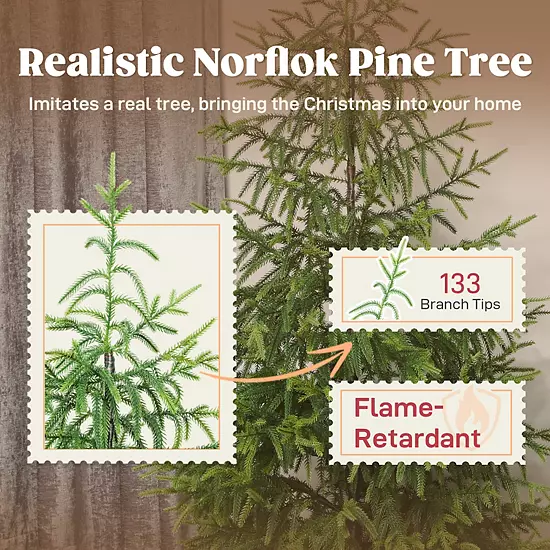 HOMCOM Set Of 2 Christmas Tree, 4 Ft Norflok Pine Xmas Tree With 133 Tips 5 HOMCOM Set Of 2 Christmas Tree, 4 Ft Norflok Pine Xmas Tree With 133 Tips - Image 5
